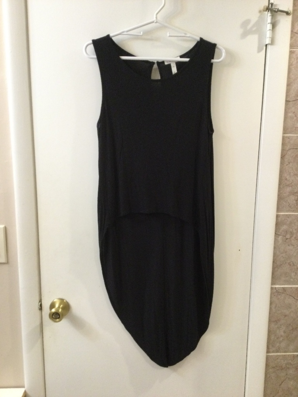 Leith Black High Low Sleeveless Tunic Tank Top M Lightweight Rayon Knit